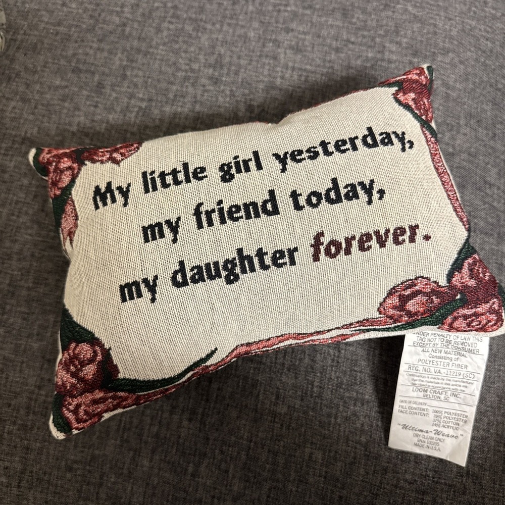 Tapestry Throw Accent Pillow Mother Daughter Friend Quote Home Decor Cottagecore